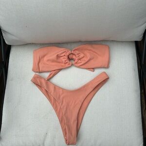Peach Strapless Bikini